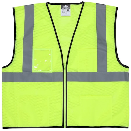 Mcr Safety Hi-Vis Economy Safety Vest L Class 2 , Zipper 3 Pockets VCL2MLZL
